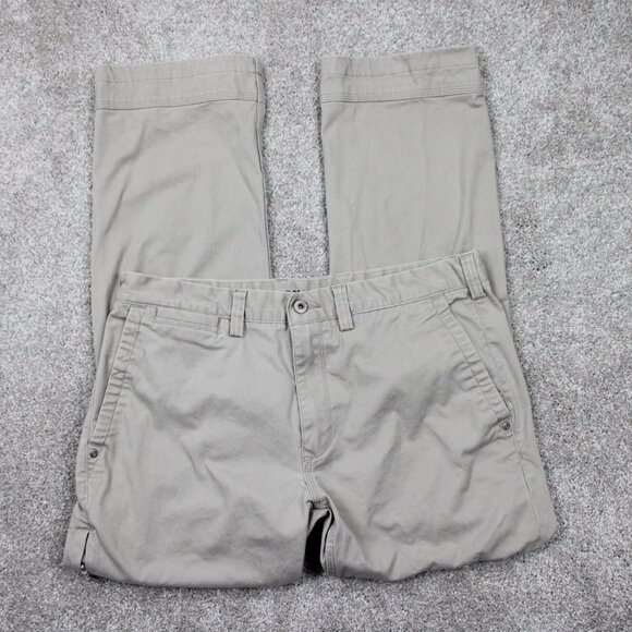 Duluth Trading Pants Mens 34x32 Beige Ballroom Duluthflex Trim Fit Stretch - Picture 1 of 13